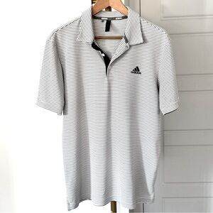 Men's Blue Gray Stripe Short Sleeve Sporty Golf Preppy Pique Polo Shirt‎ Size M